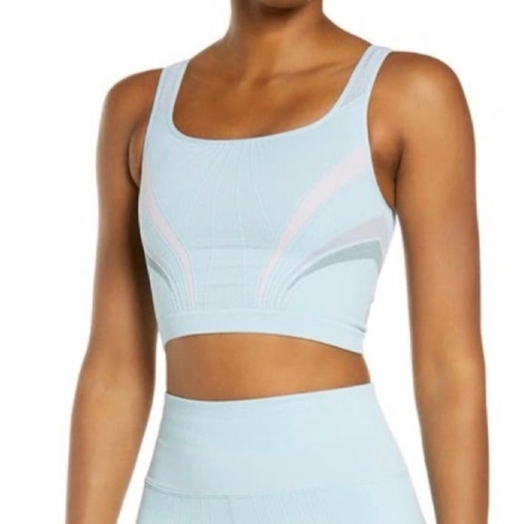 NWT Free People Movement The Essence Rib Crop Tank in Teal Combo - Picture 4 of 10